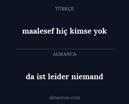 da ist leider niemand - maalesef hiç kimse yok