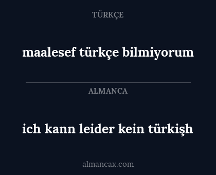 maalesef türkçe bilmiyorum - ich kann leider kein türkişh