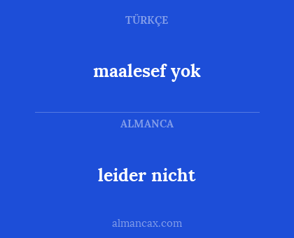 leider nicht - maalesef yok