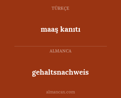 maaş kanıtı - gehaltsnachweis