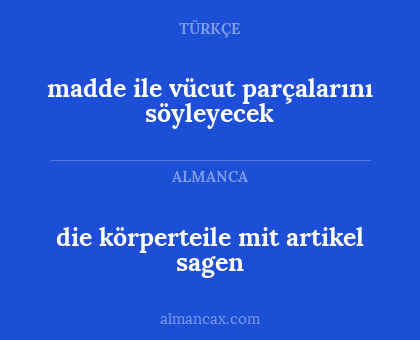 die körperteile mit artikel sagen - madde ile vücut parçalarını söyleyecek