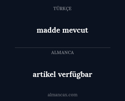 artikel verfügbar - madde mevcut