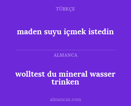 wolltest du mineral wasser trinken - maden suyu içmek istedin