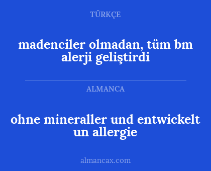 madenciler olmadan, tüm bm alerji geliştirdi - ohne mineraller und entwickelt un allergie