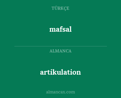 artikulation - mafsal
