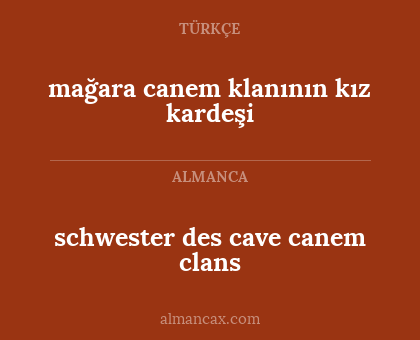 mağara canem klanının kız kardeşi - schwester des cave canem clans