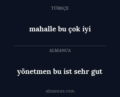 mahalle bu çok iyi - yönetmen bu ist sehr gut