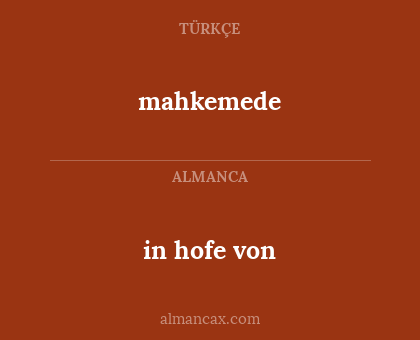 in hofe von - mahkemede