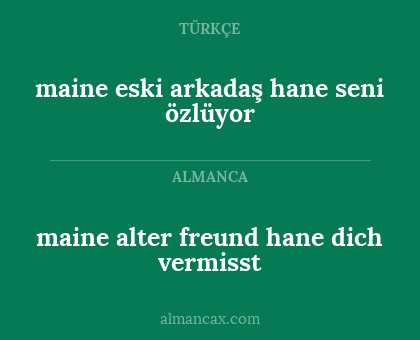 maine alter freund hane dich vermisst - maine eski arkadaş hane seni özlüyor
