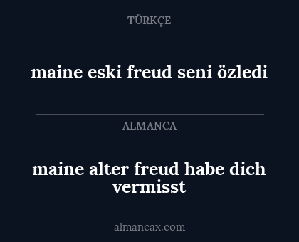 maine alter freud habe dich vermisst - maine eski freud seni özledi