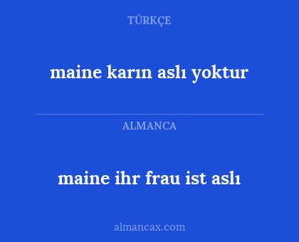 maine ihr frau ist aslı - maine karın aslı yoktur