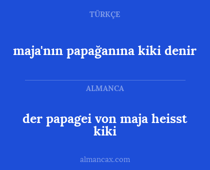 der papagei von maja heisst kiki - maja'nın papağanına kiki denir