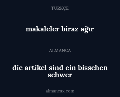 die artikel sind ein bisschen schwer - makaleler biraz ağır