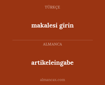 makalesi girin - artikeleingabe