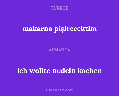 makarna pişirecektim - ich wollte nudeln kochen