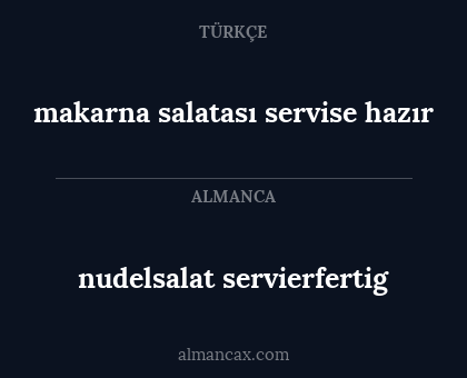 nudelsalat servierfertig - makarna salatası servise hazır