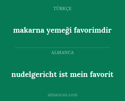 nudelgericht ist mein favorit - makarna yemeği favorimdir