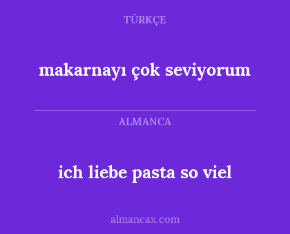 makarnayı çok seviyorum - ich liebe pasta so viel