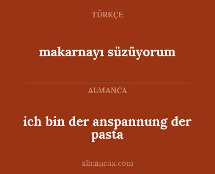 ich bin der anspannung der pasta - makarnayı süzüyorum