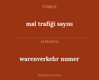 warenverkehr numer - mal trafiği sayısı