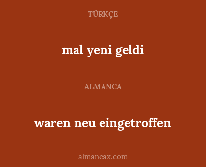waren neu eingetroffen - mal yeni geldi