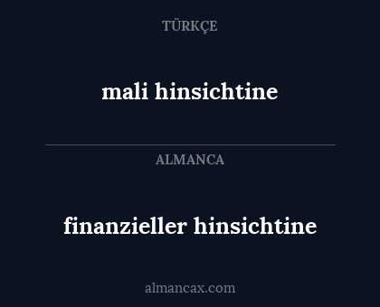 mali hinsichtine - finanzieller hinsichtine