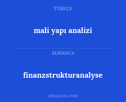 finanzstrukturanalyse - mali yapı analizi