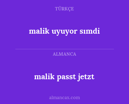 malik uyuyor sımdi - malik passt jetzt