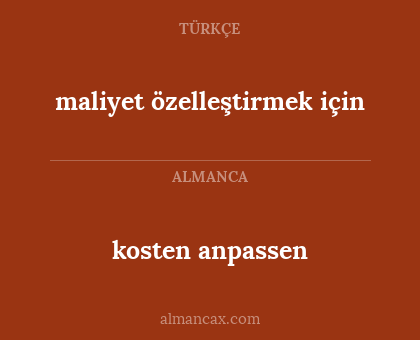 maliyet özelleştirmek için - kosten anpassen