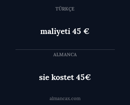 sie kostet 45€ - maliyeti 45 €