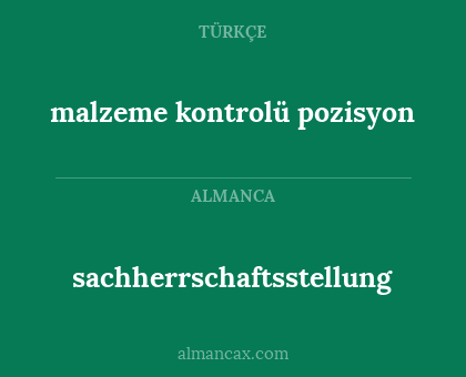 sachherrschaftsstellung - malzeme kontrolü pozisyon