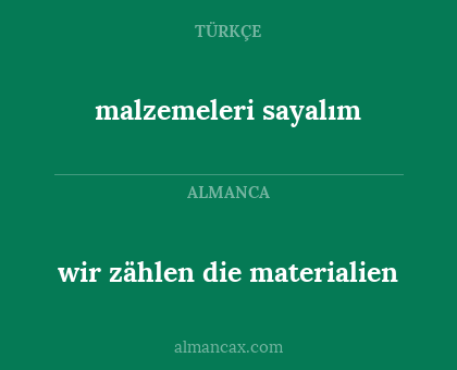 wir zählen die materialien - malzemeleri sayalım