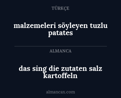 malzemeleri söyleyen tuzlu patates - das sing die zutaten salz kartoffeln