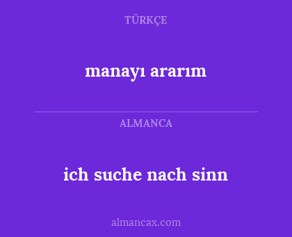 manayı ararım - ich suche nach sinn