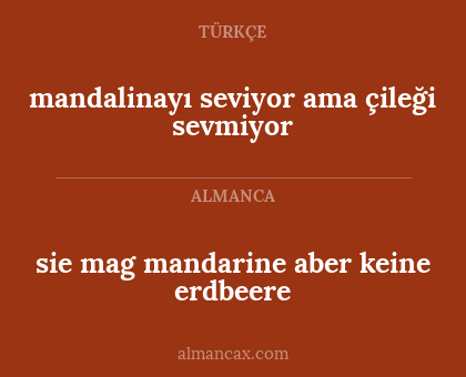 sie mag mandarine aber keine erdbeere - mandalinayı seviyor ama çileği sevmiyor