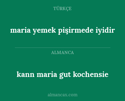 maria yemek pişirmede iyidir - kann maria gut kochensie