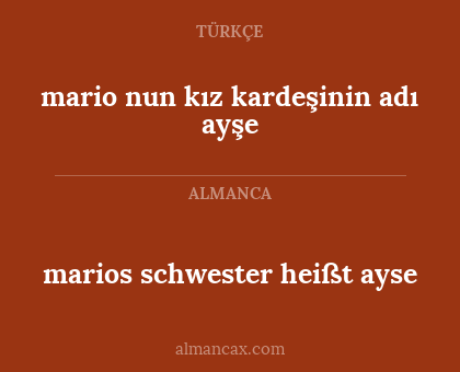 marios schwester heißt ayse - mario nun kız kardeşinin adı ayşe