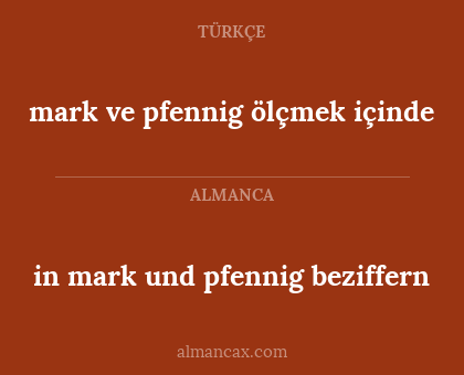 mark ve pfennig ölçmek içinde - in mark und pfennig beziffern
