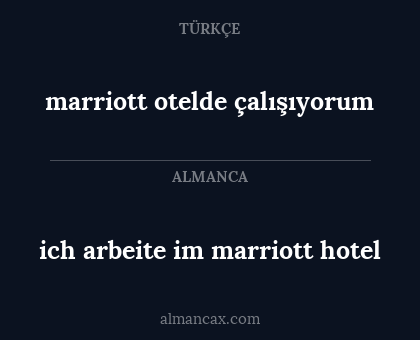 marriott otelde çalışıyorum - ich arbeite im marriott hotel