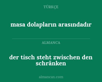 masa dolapların arasındadır - der tisch steht zwischen den schränken