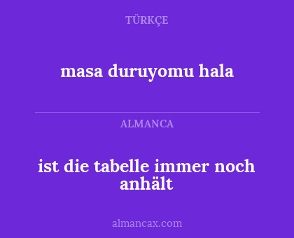 ist die tabelle immer noch anhält - masa duruyomu hala