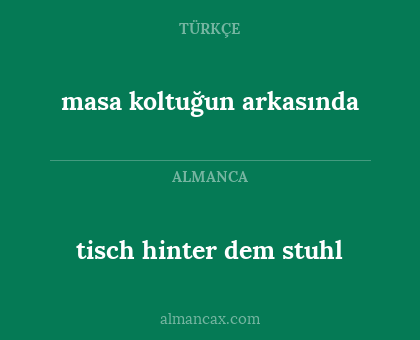 tisch hinter dem stuhl - masa koltuğun arkasında