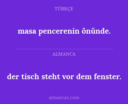 der tisch steht vor dem fenster. - masa pencerenin önünde.