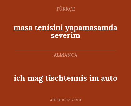 ich mag tischtennis im auto - masa tenisini yapamasamda severim