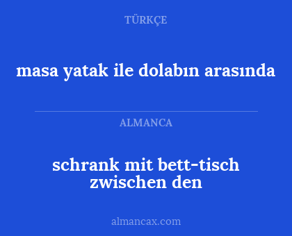 schrank mit bett-tisch zwischen den - masa yatak ile dolabın arasında