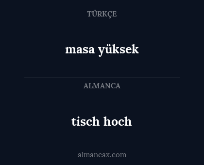masa yüksek - tisch hoch