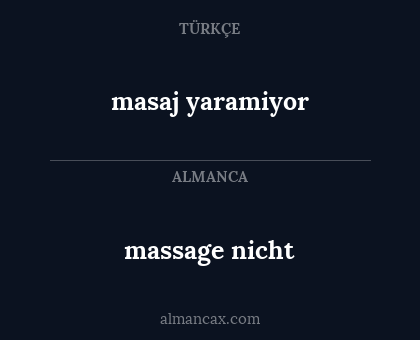 massage nicht - masaj yaramiyor