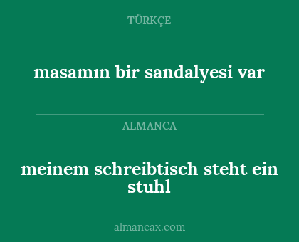 meinem schreibtisch steht ein stuhl - masamın bir sandalyesi var