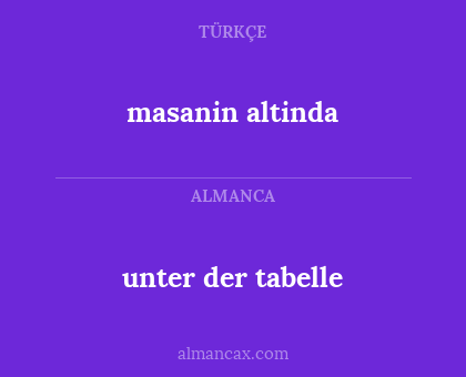 masanin altinda - unter der tabelle