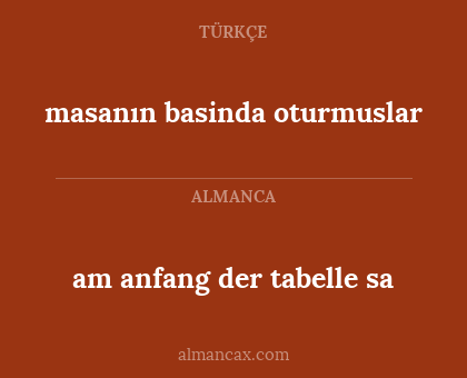 am anfang der tabelle
sa - masanın basinda
oturmuslar